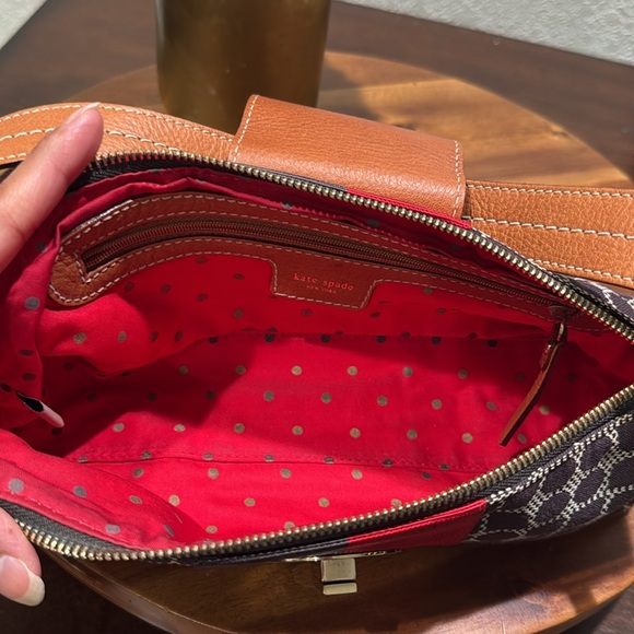 KATE SPADE Vintage Small Dual Strips Canvas Signature Logo Shoulder Bag /Wallet - Picture 10 of 16